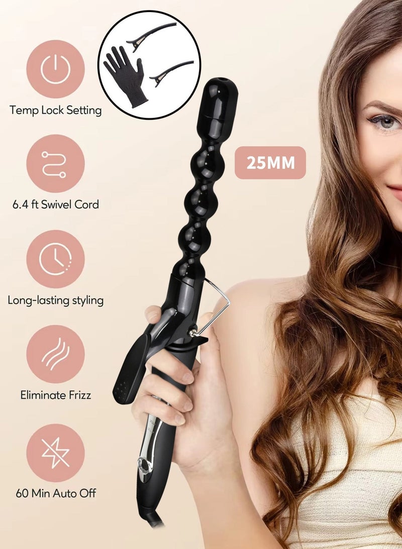 مكواة تجعيد شعر احترافية بتصميم فقاعات حلزونية، مكواة شعر سيراميك أيونية بطبقة طلاء سيراميكي، تسخين سريع، تصفيف يدوم طويلاً، إيقاف تلقائي للأمان - Image 2